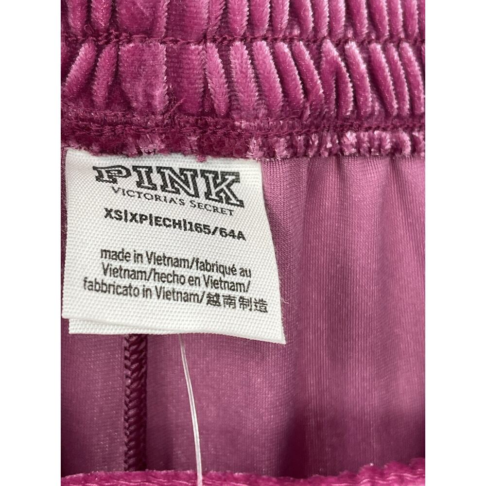 NWT Victoria’s Secret Velour Shine Tracksuit Crop Hoodie Pants Pink Size S XS - Picture 12 of 12